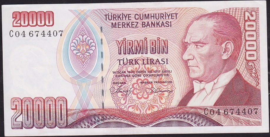 7.Emisyon 1.Tertip 20000 Lira C04 674407 Çok Çok Temiz+