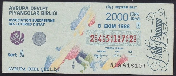 1988 8 EKİM ÇEYREK BİLET G SERİSİ