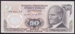 6.EMİSYON 1.TERTİP 50 LİRA I08 002116 ÇİL ( HAFİF KAYIK BASKI )