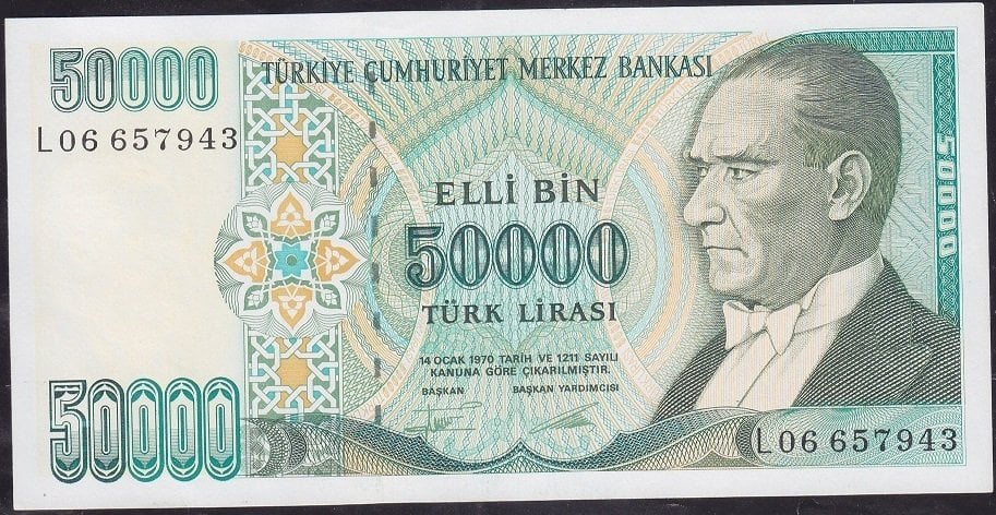 7.Emisyon 2.Tertip 50000 Lira L06 657943 Çilaltı