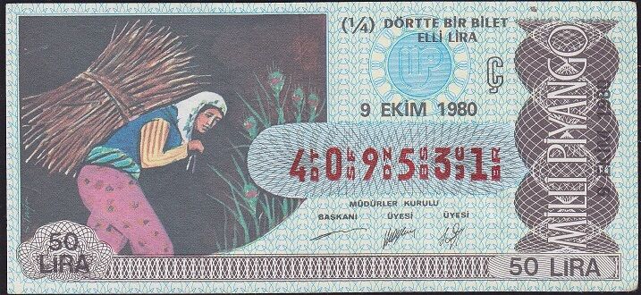 1980 9 Ekim Çeyrek Bilet - Ç Serisi