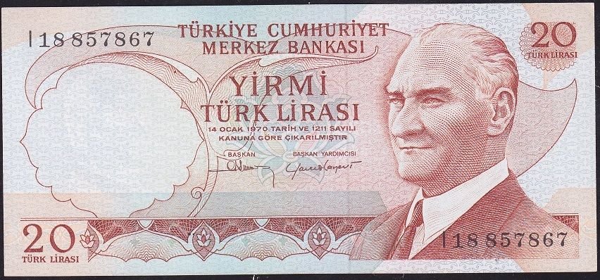 6.Emisyon 4.Tertip 20 Lira I18 857 867 Çil