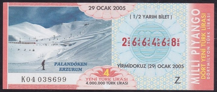 2005 29 OCAK YARIM  BİLET -Z SERİSİ