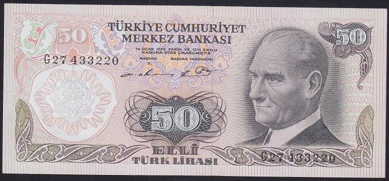6.EMİSYON 1.TERTİP 50 LİRA G27 433220 ÇİLALTI ÇİL