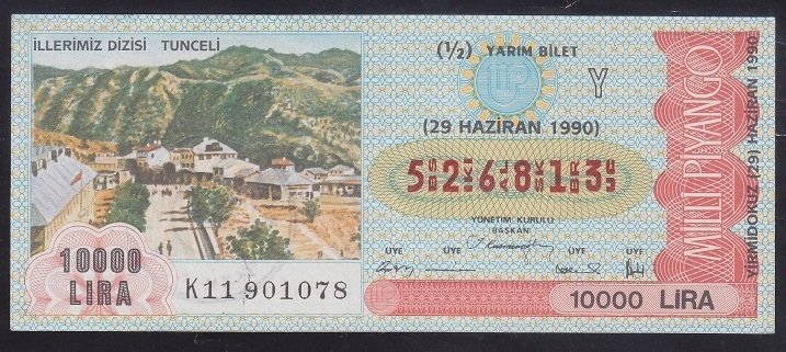 1990 29 HAZİRAN YARIM BİLET Y SERİSİ