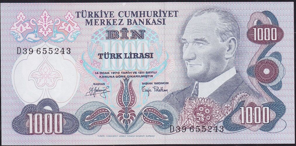 6.Emisyon 2.Tertip 1000 Lira D39 655243 Çilaltı Çil