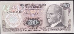 6.Emisyon 2.Tertip 50 Lira J06 666143 Çil