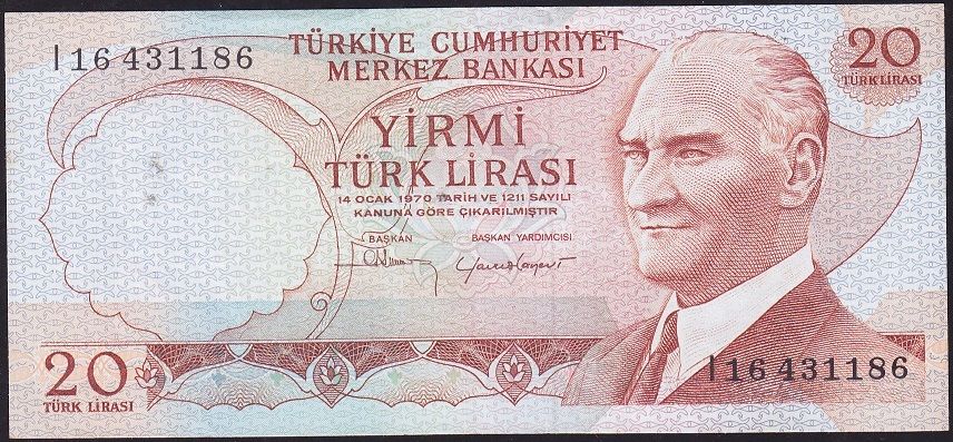 6.Emisyon 4.Tertip 20 Lira I16 431186 Ççt Çilaltı