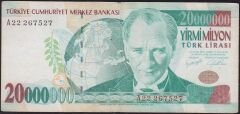 7.Emisyon 20 000 000 Lira A22 267527 Çok Temiz