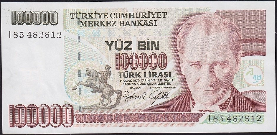 7.Emisyon 3.Tertip 100000 Lira I85 482812 Ççt+