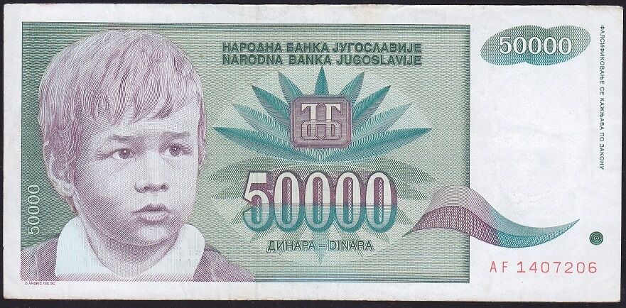 Yugoslavya 50.000 Dinar 1992 Çok Temiz+