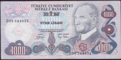 6.Emisyon 2.Tertip 1000 Lira D38 344651 Çok Temiz+