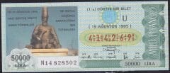 1995 19 Ağustos Çeyrek Bilet - U Serisi - Hacı Bektaş Veli