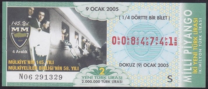 2005 9 OCAK ÇEYREK  BİLET -S SERİSİ