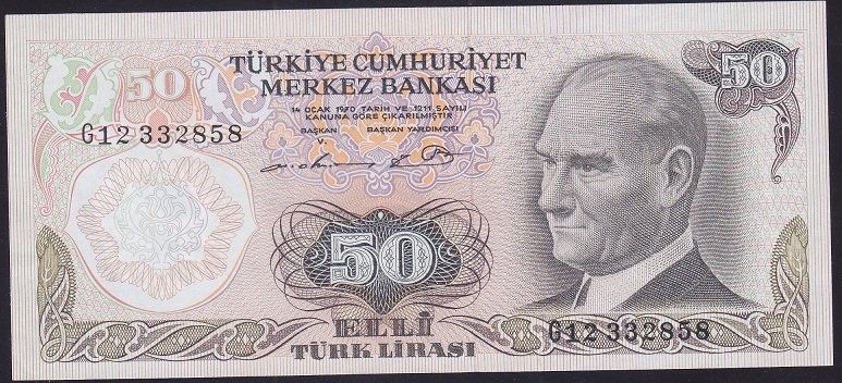 6.EMİSYON 1.TERTİP 50 LİRA G12 332858 ÇİLALTI