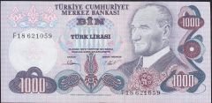 6.Emisyon 3.Tertip 1000 Lira F18 621059 Çilaltı