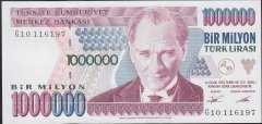 7.Emisyon 1.Tertip 1 000 000 Lira G10 116197 Çilaltı Çil