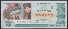 1988 30 AĞUSTOS ÇEYREK BİLET R SERİSİ