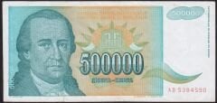 Yugoslavya 500.000 Dinar 1993 Temiz