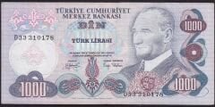 6.Emisyon 2.Tertip 1000 Lira D33 310178 Çok Temiz