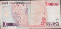 7.Emisyon 10 000 000 Lira B87 830519 Çok Temiz
