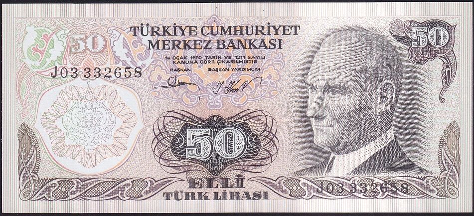 6.Emisyon 2.Tertip 50 Lira J03 332658 Çil