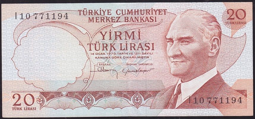 6.Emisyon 4.Tertip 20 Lira I10 771194 Çok Çok Temiz