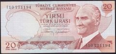 6.Emisyon 4.Tertip 20 Lira I10 771194 Çok Çok Temiz