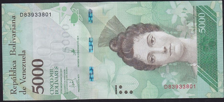 Venezuela 5000 Bolivares 2017 Çil Pick 97c