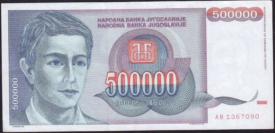Yugoslavya 500.000 Dinar 1993 Çok Temiz+