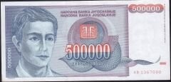 Yugoslavya 500.000 Dinar 1993 Çok Temiz+