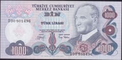 6.Emisyon 2.Tertip 1000 Lira D30 801496 Çilaltı