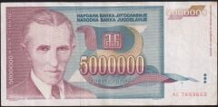 Yugoslavya 5.000.000 Dinar 1993 Çok Temiz+