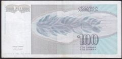 Yugoslavya 100 Dinar 1992 Çok Temiz+