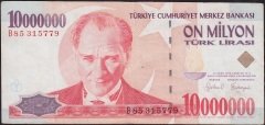 7.Emisyon 10 000 000 Lira B85 315779 Çok Temiz+