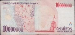 7.Emisyon 10 000 000 Lira B85 315779 Çok Temiz+