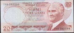 6.Emisyon 4.Tertip 20 Lira I08 782594 Çil