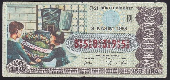 1983 9 KASIM ÇEYREK BİLET -N SERİSİ