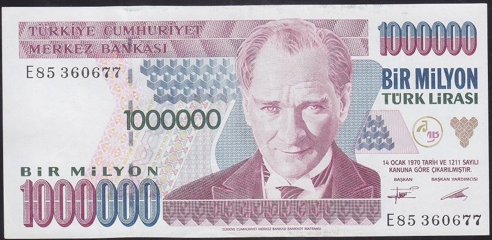 7.Emisyon 1.Tertip 1 000 000 Lira E85 360677 Çilaltı