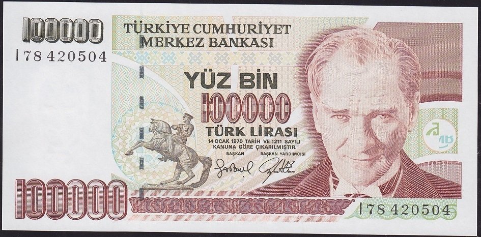 7.Emisyon 3.Tertip 100000 Lira I78 420504 Çilaltı Çil