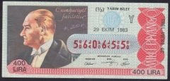1983 29 EKİM YARIM BİLET -Y SERİSİ