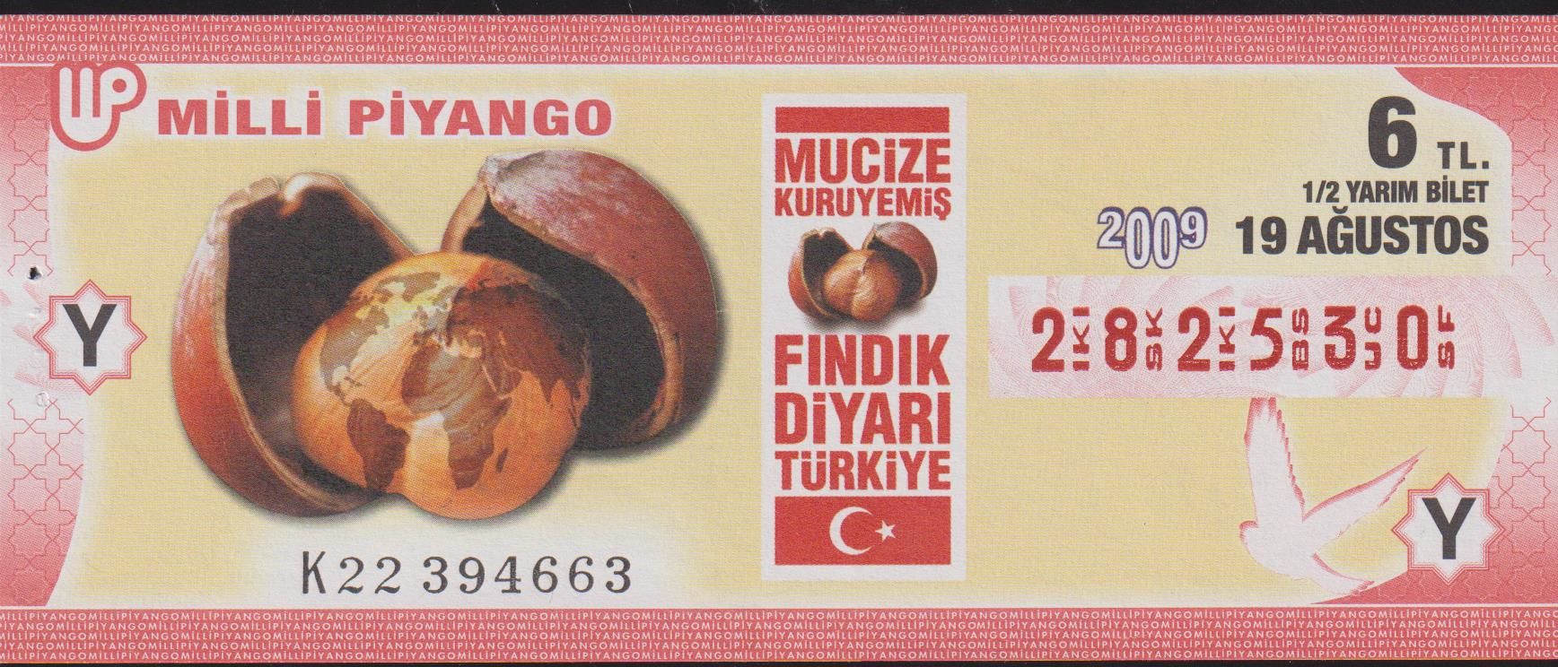 2009 19 Ağustos Yarım Bilet - Y Serisi