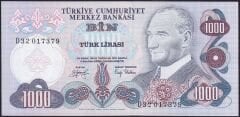 6.Emisyon 2.Tertip 1000 Lira D32 017379 Çilaltı