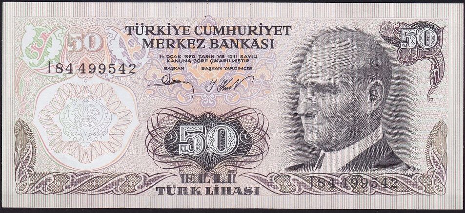 6.Emisyon 2.Tertip 50 Lira I84 499542 Çilaltı Çil