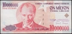 7.Emisyon 10 000 000 Lira B04 252449 Çok Temiz+