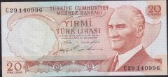 6.Emisyon 2.Tertip 20 Lira C29 140996 Ççt +