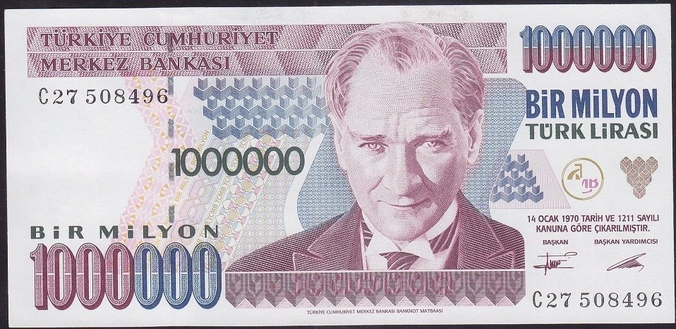 7.Emisyon 1.Tertip 1 000 000 Lira C27 508496 Çil