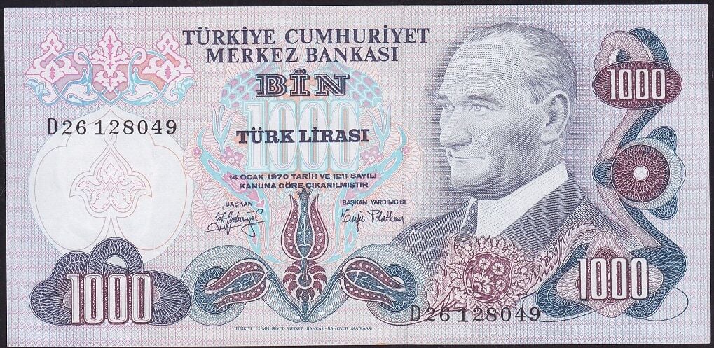 6.Emisyon 2.Tertip 1000 Lira D26 128049 Çilaltı