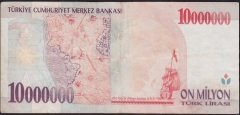 7.Emisyon 10 000 000 Lira B81 135779 Çok Temiz