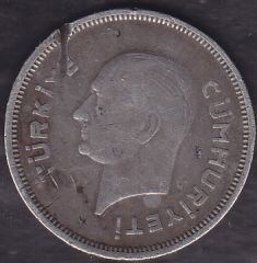 1938 Yılı 1 Lira Gümüş